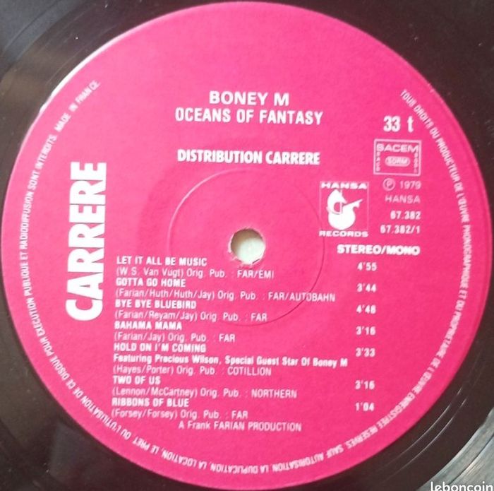 Vends Vinyle Boney M. Océans of fantasy vitesse 33 tours format 30 cm année 1976 - photo numéro 5