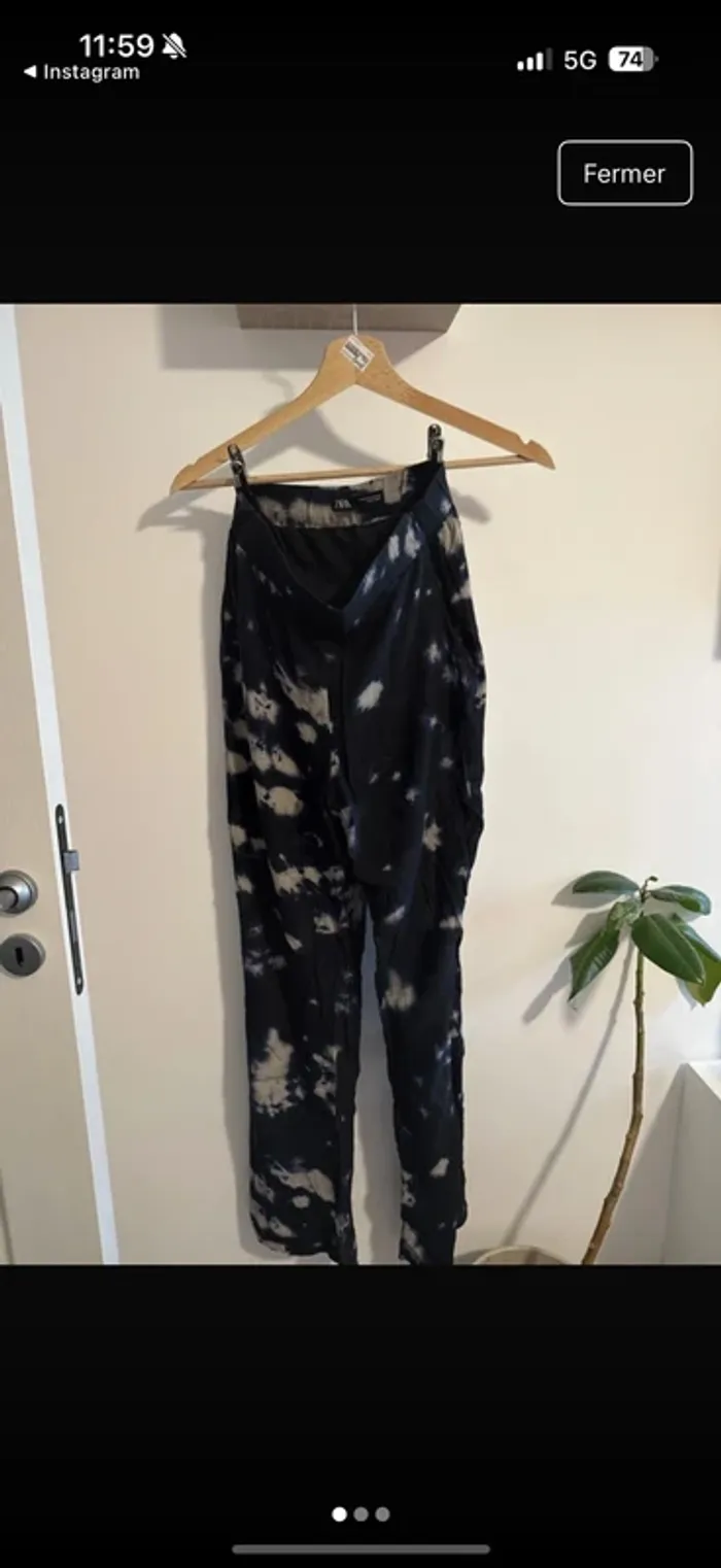 Pantalon flare tie and die marine Zara - photo numéro 2