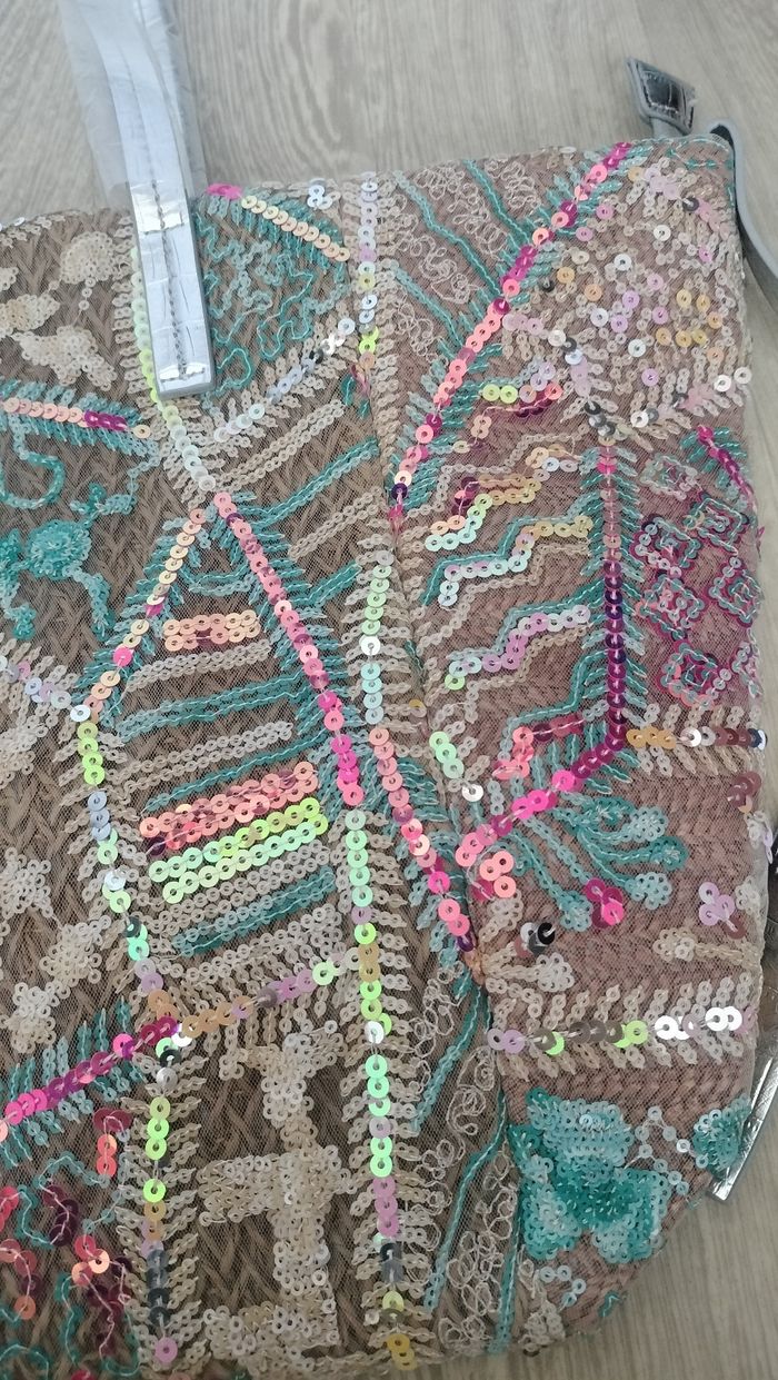 Sac à main neuf en rafia sequins - photo numéro 7