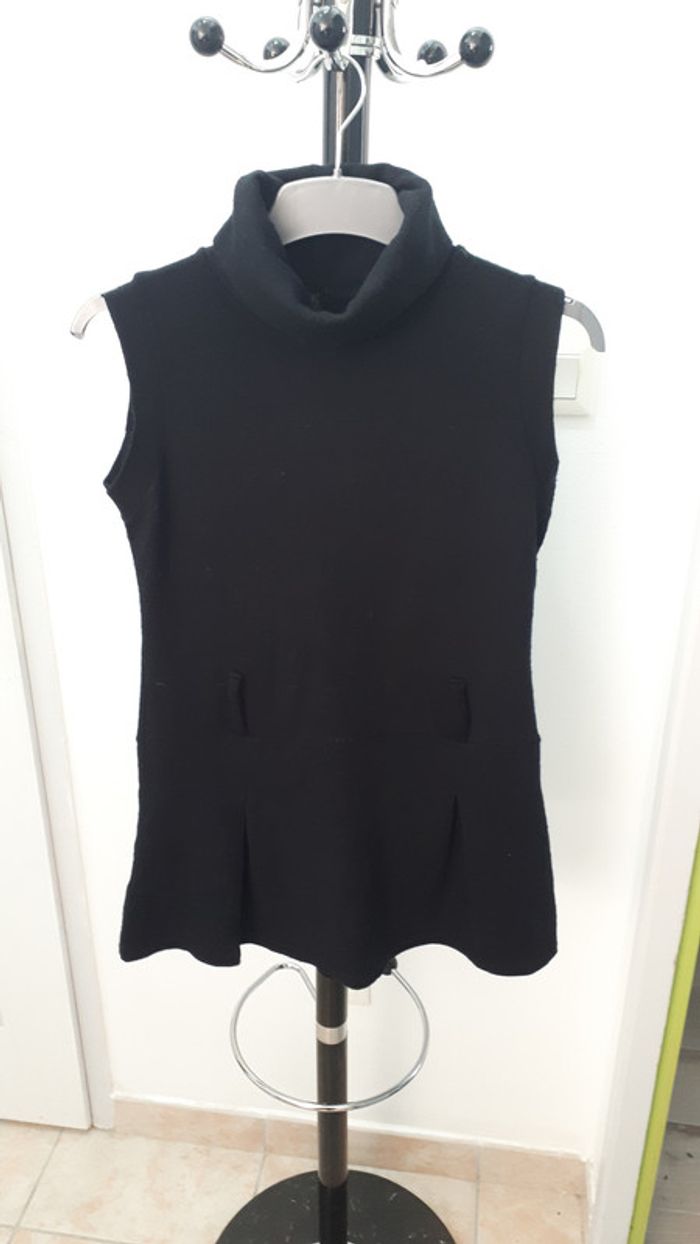 Tunique noire en mailles avec passant pour ceinture (non fournie) taille M