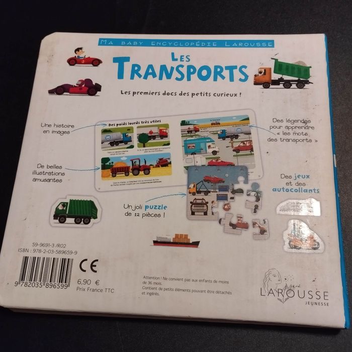Livre ma baby encyclopédie Larousse Les transports avec puzzle - photo numéro 2