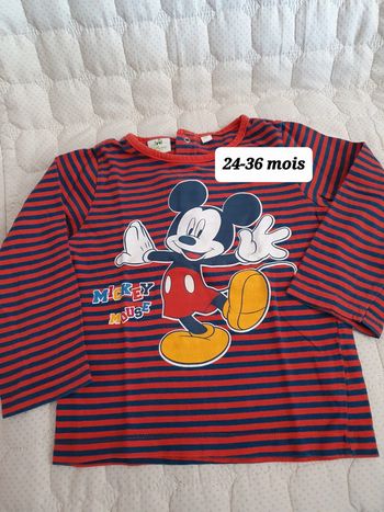Tee shirt mickey manches longues 24-36 mois