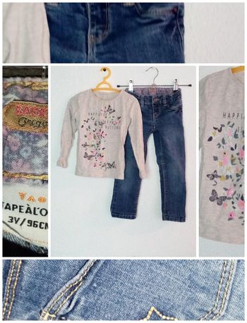 3 ans Ensemble 2 p tao, h&m Tee-shirt fleuri et jean bleu toutes saisons /Excellent état