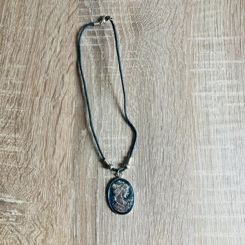 Collier argenté & bleu 🌿