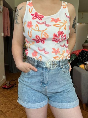 Top débardeur vintage 3 suisses strass sequins 38