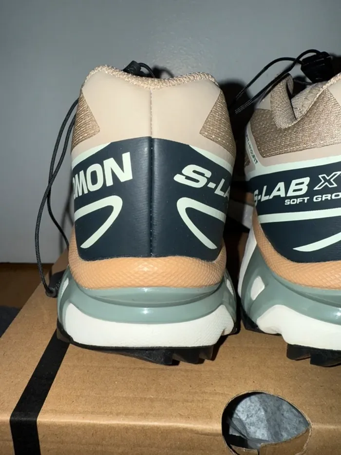 Chaussure Salomon XT-6 Beige, Verte Oxford Tan / Carbon / Clearly Aqua - photo numéro 9