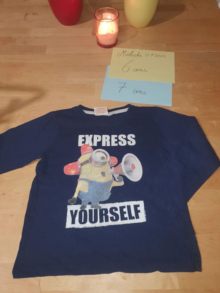 t shirt manches longues 6/7 ans minions