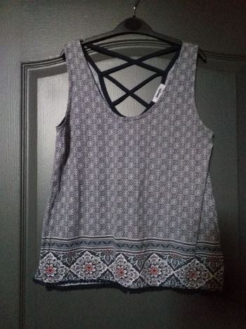 Haut / Débardeur long SM bleu marine & blanc & vieux rose 38/M - Jennyfer