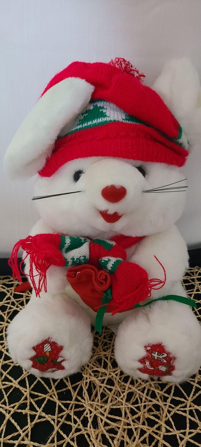 Souris en peluche de Noël 28 cm de haut - photo numéro 5