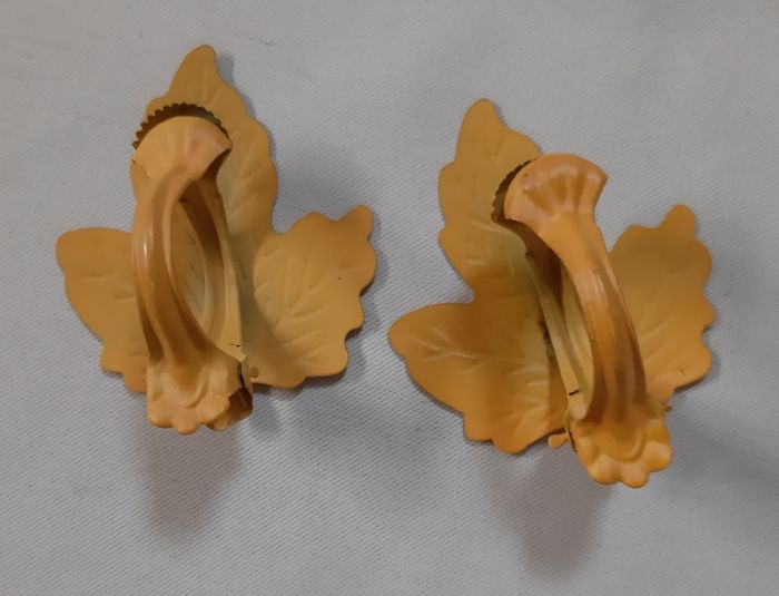 lot de 2 pinces à rideaux grandes feuilles jaunes - décoration d'automne - photo numéro 2