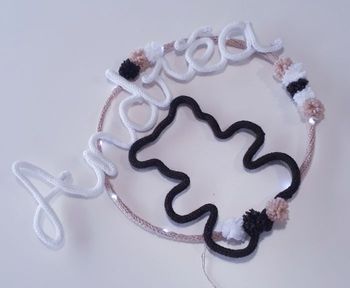 Décoration murale prénom personnalisé tricotin fait main guirlande lumineuse chambre bébé