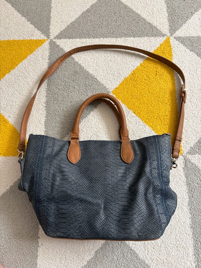Sac à main Desigual | Bleu marine et marron | 39 X 24 cm - photo numéro 2