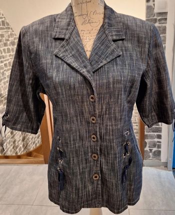 Veste à épaulettes à manches courtes gris bleu