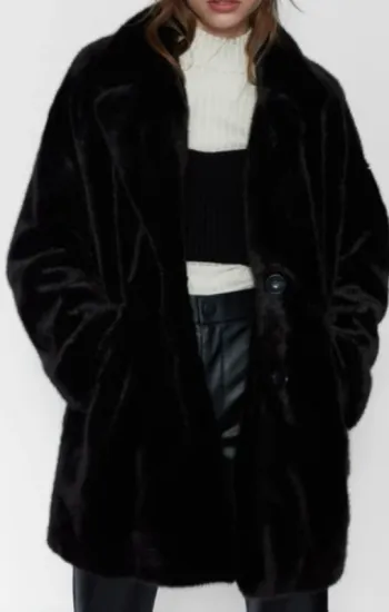 Manteau mi long  fausse fourrure, Zara, taille oversize