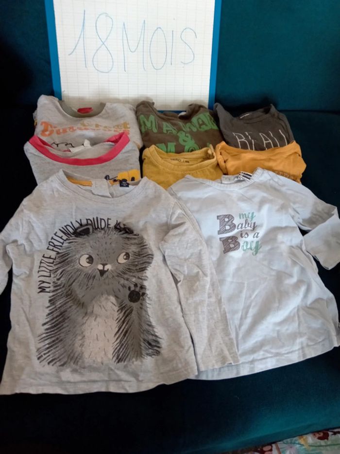 Lot de 10 t-shirt 18mois bebe manches longues - photo numéro 3
