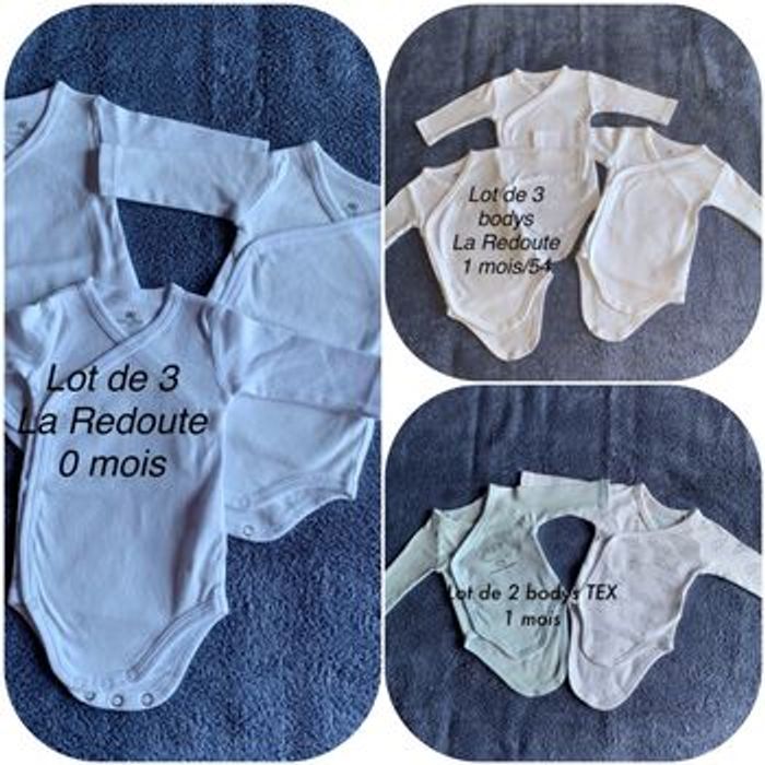 Lot de 8  bodys La Redoute &Tex 0-1 mois