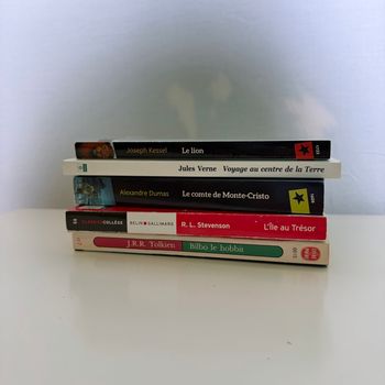 Lot 5 livres classiques – Tolkien / Verne / Dumas / Stevenson / Kessel