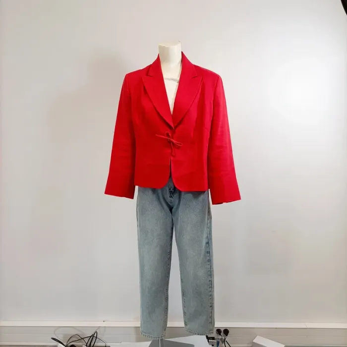 Veste été habillée  rouge fermé avec un lien (A1005) - photo numéro 2
