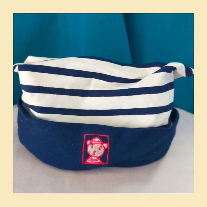 Casquette bébé rayée bleu & blanche – 100 % coton (12–18 mois)