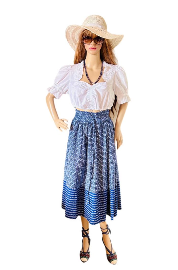 🦋Superbe jupe longue bleue vintage autrichienne cottagecore Austrian Blue long skirt🦋 - photo numéro 5