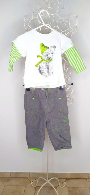 Ensemble blanc et vert 12 mois