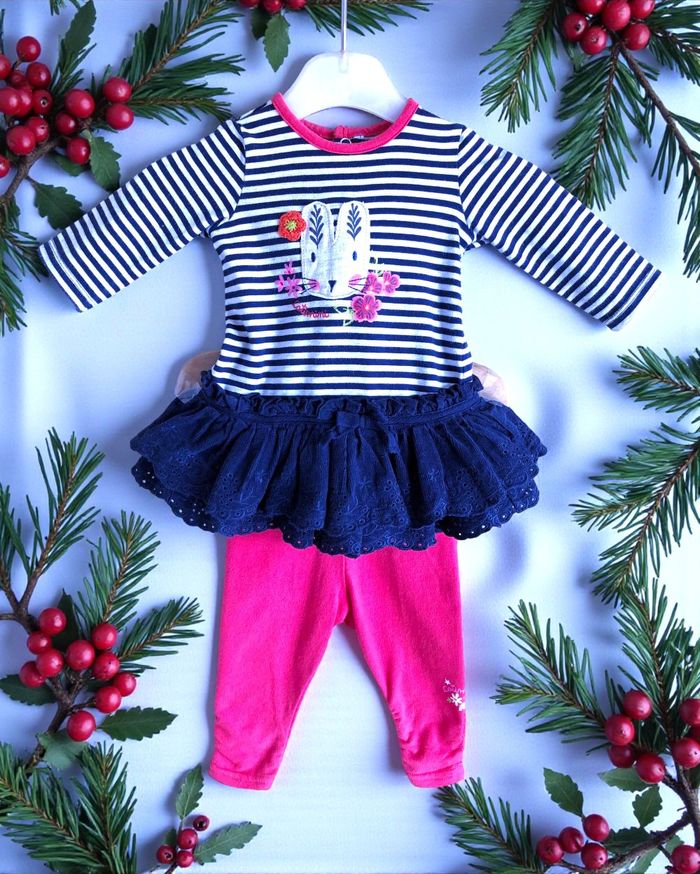 CATIMINI - ENSEMBLE 2P BÉBÉ FILLE MOTIF LAPIN, VOLANTS & BRODERIE ANGLAISE 3M - photo numéro 2