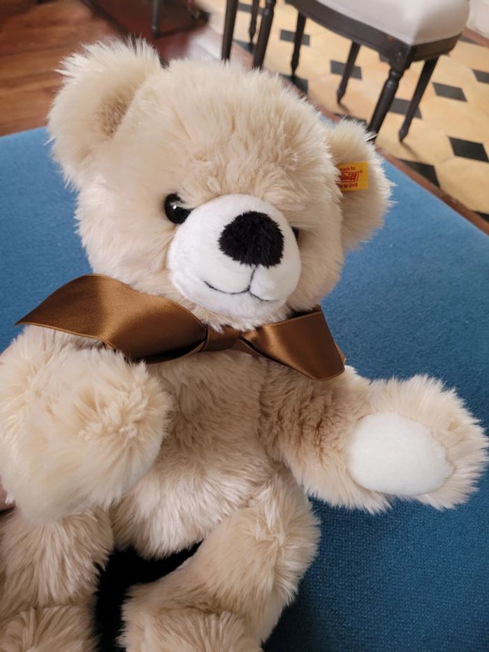 Grand Ours Steiff de collection 42cm noeud marron beige miel clair debout peluche