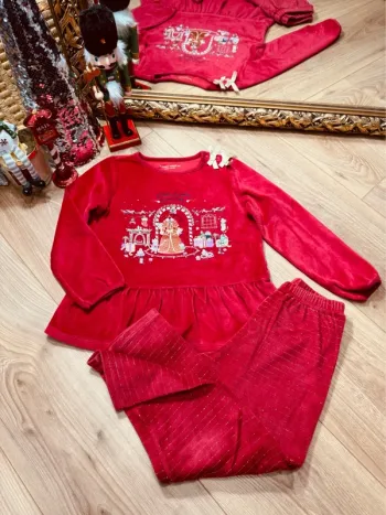 Taille 6 ans pyjama velours Noël fille Sergent Major rouge 🎄