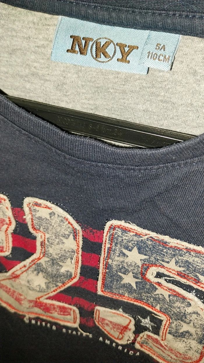 T shirt manches longues bleu marine by Nky très bon état 5 ans - photo numéro 5