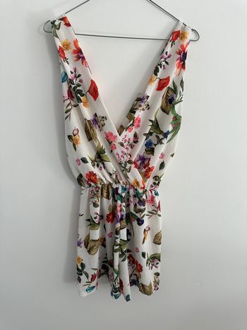 Combishort à fleurs blanche et multicolore T38 M