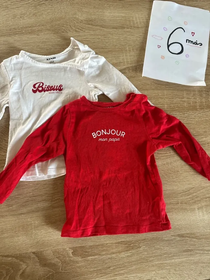 Lot 5 tee shirt manche longues 6 mois - photo numéro 3