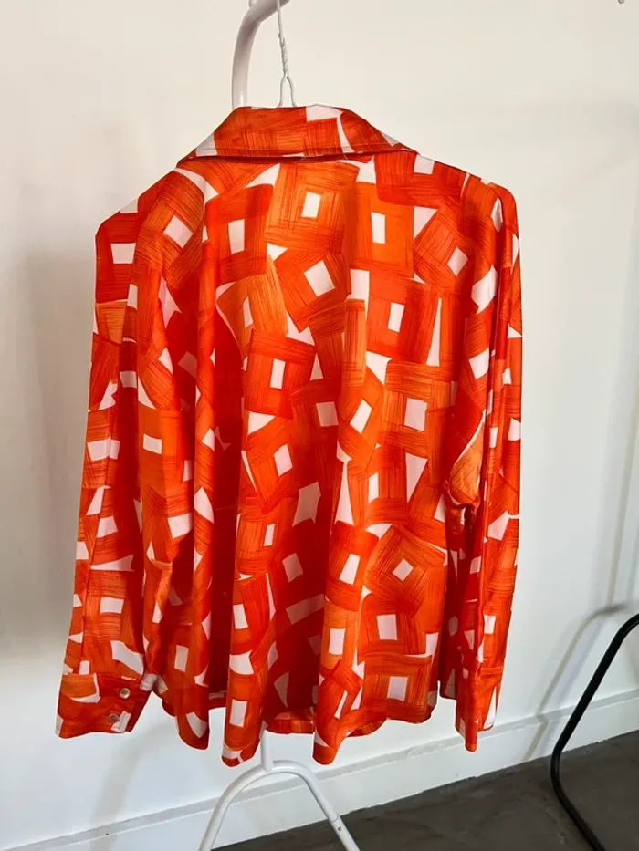 Ensemble chemise pantalon orange satiné Topolina - photo numéro 3