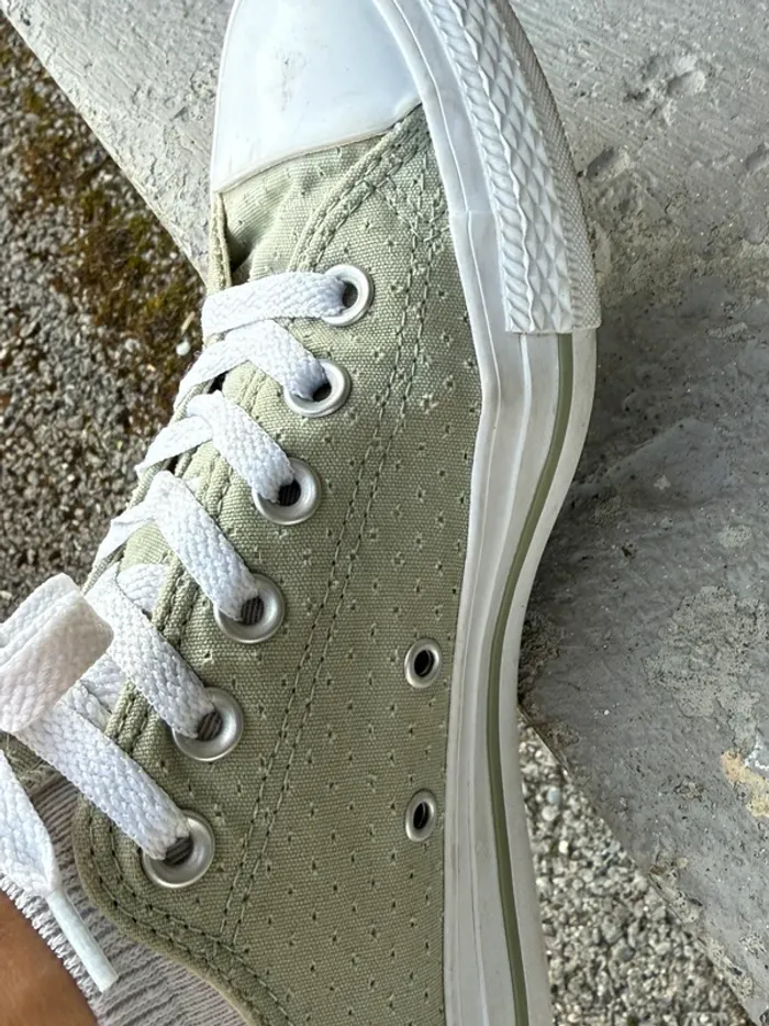 Très jolies baskets basses vert eau femme - photo numéro 3