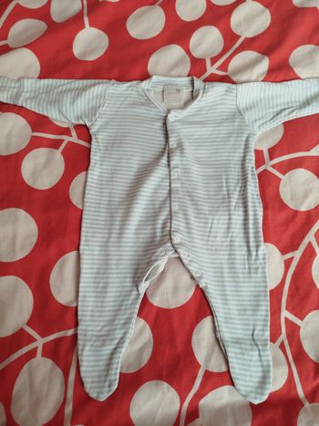Pyjama bébé blanc rayures bleu