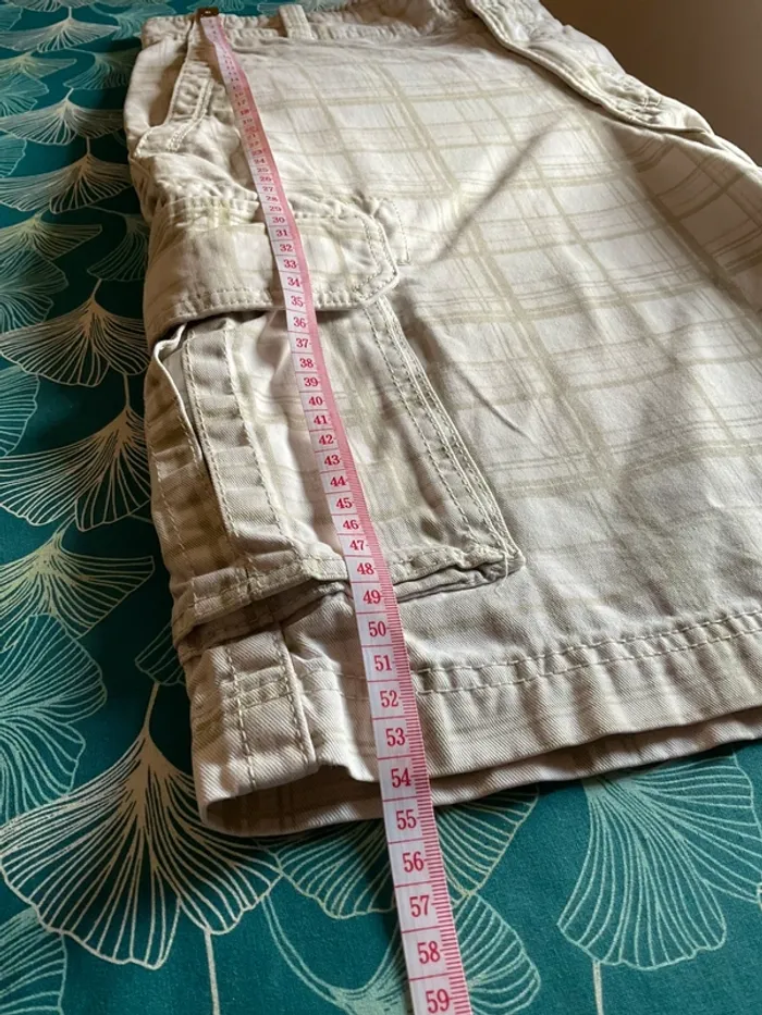 Short cargo crème à carreaux beiges pour homme Izod taille W32 FR42 455 - photo numéro 7