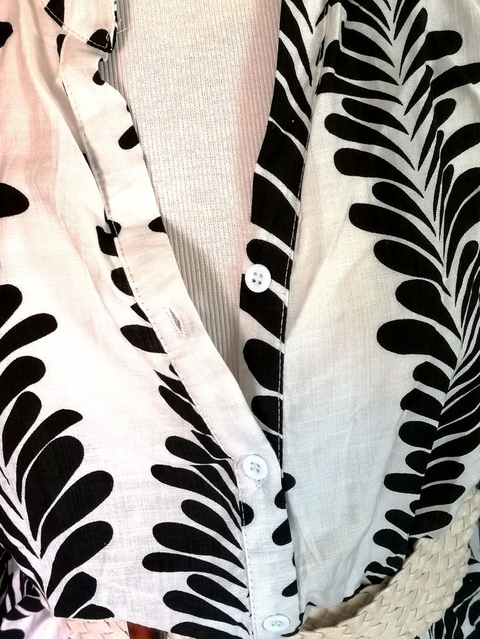 Robe été longue légère coton motifs noir et blanc. Neuve. - photo numéro 3