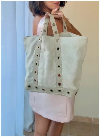 Grand Sac cabas Vanessa Bruno en lin à œillets TBE