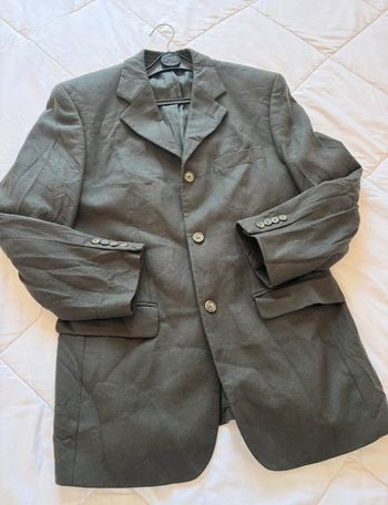 Veste type blazer vintage ajustée pure laine woolmark vert foncée épaulette vintage 90s Canda XS/S