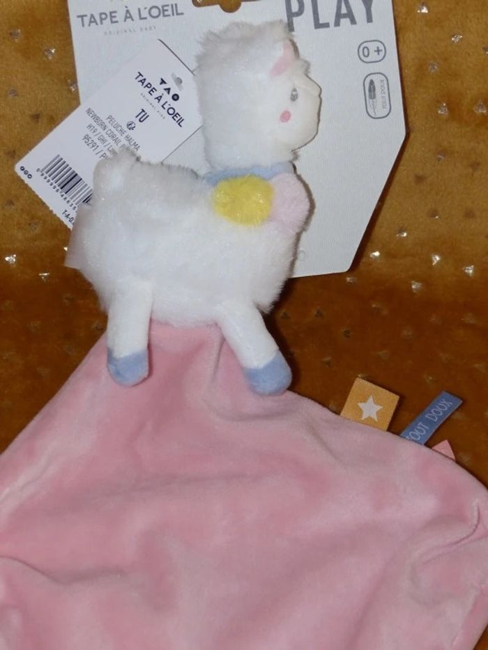 Doudou lama Tape à l'oeil TAO rose blanc 🦙 Neuf - photo numéro 2