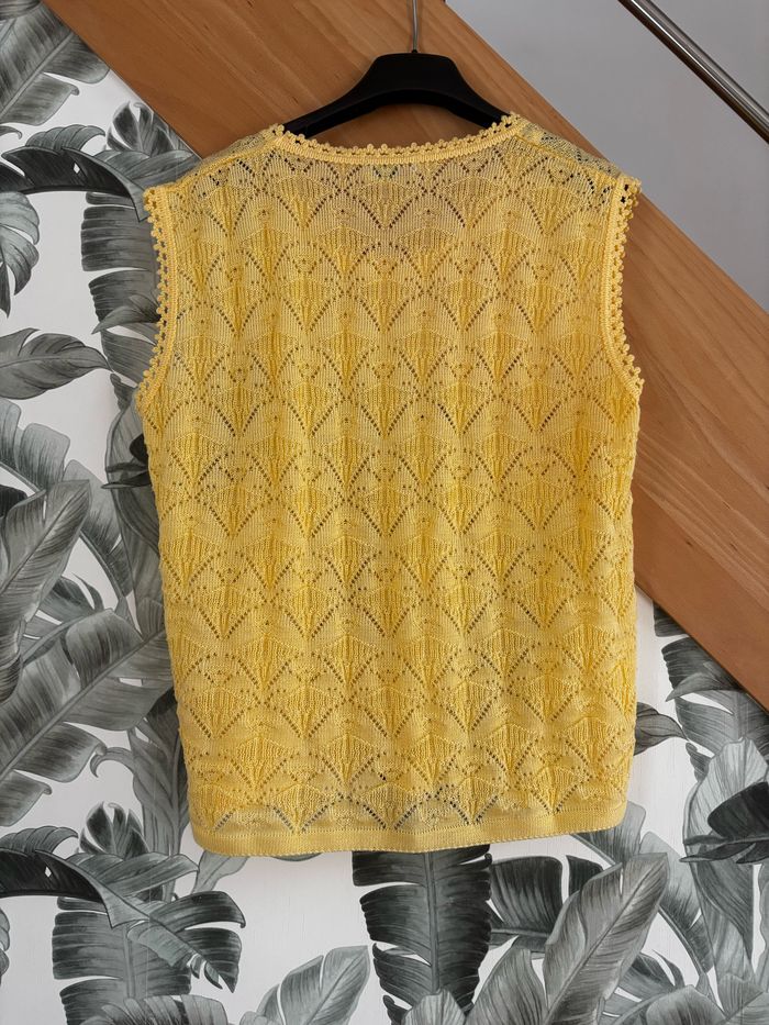 Pull manches courtes léger jaune vintage Damart - photo numéro 4