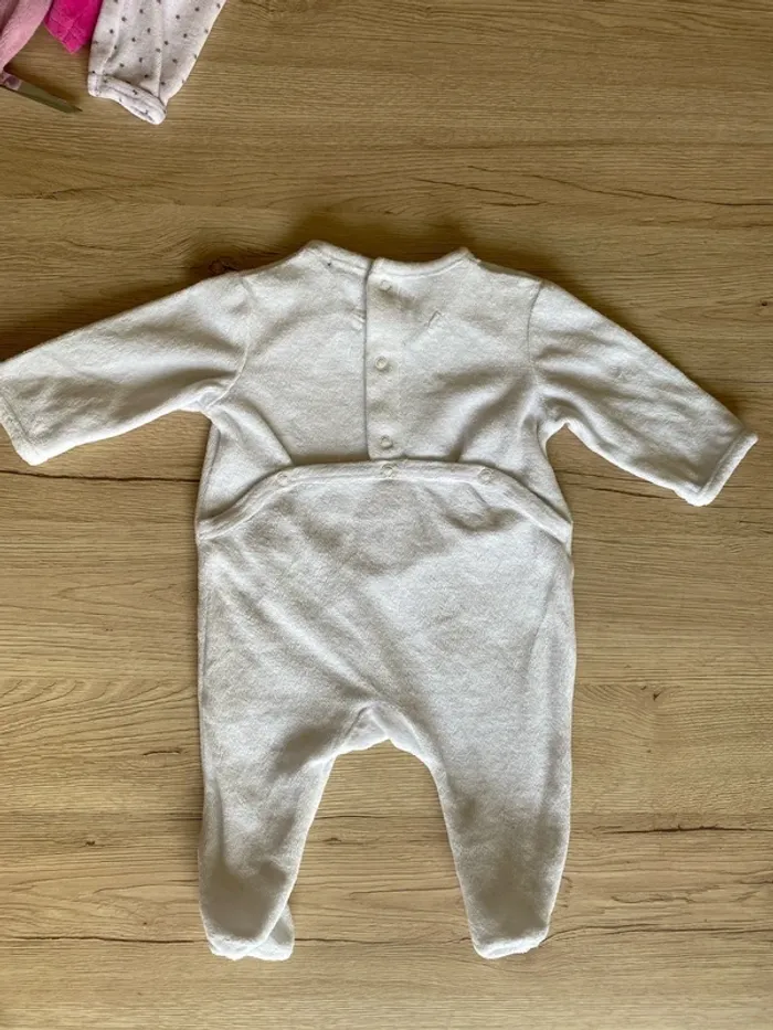 Pyjama blanc hiver velours bébé fille et garçon 3 mois Kiabi - photo numéro 4