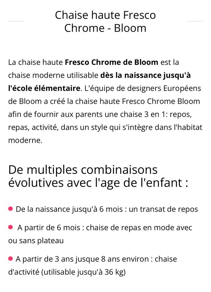 Chaise haute 3 en 1 model fresco marque bloom - photo numéro 8