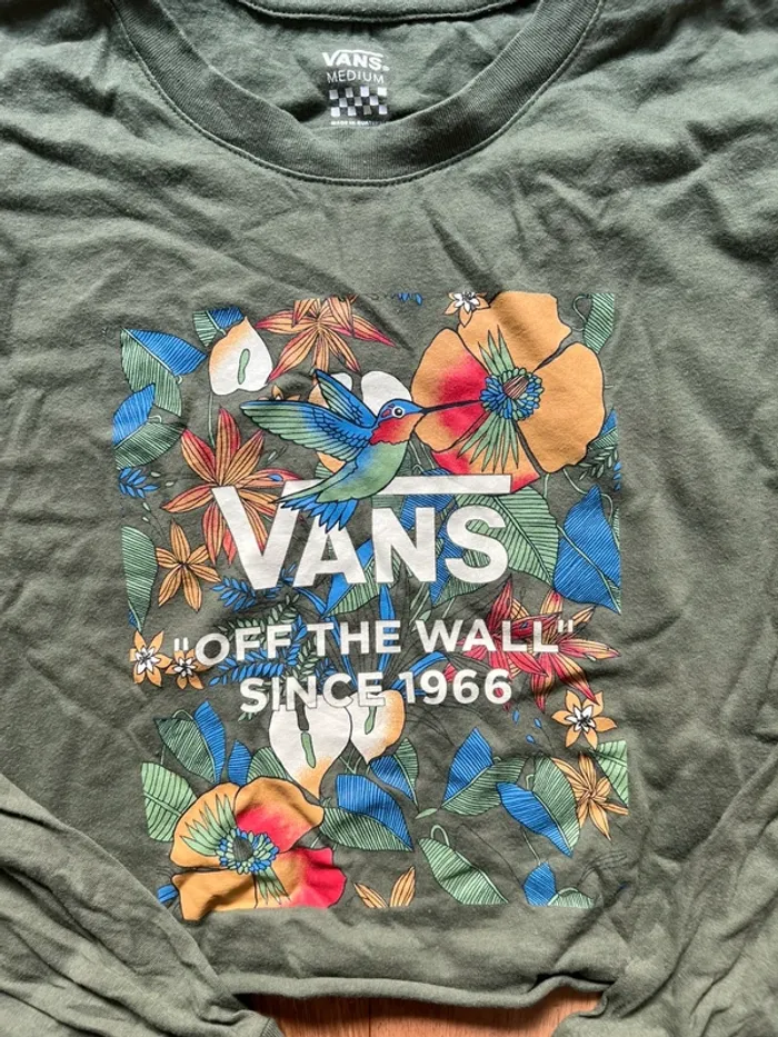 Tee shirt manches longues Vans kaki - photo numéro 2