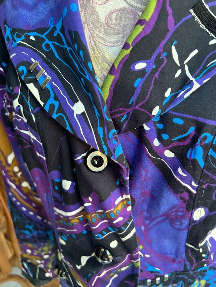 Veste blazer coloré - violet en coton taille 36 - style desigual - photo numéro 2