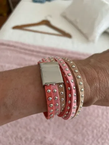 2 Bracelets Wrap rose  ou beige