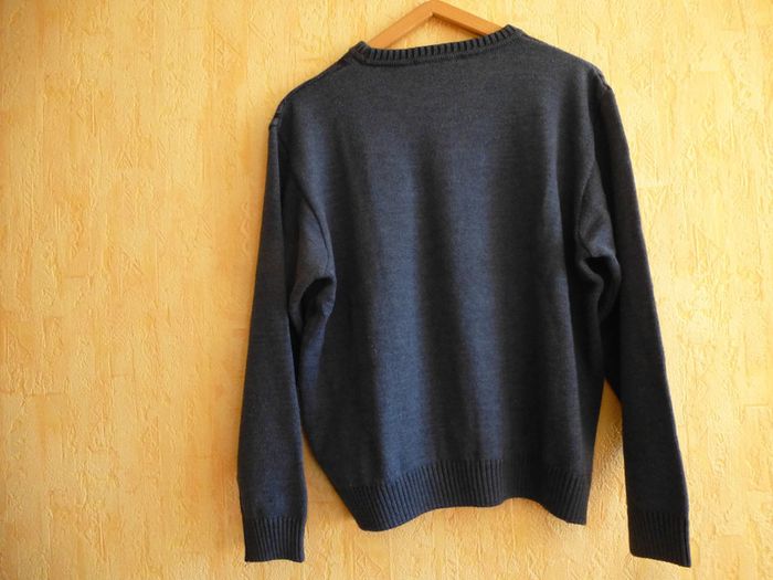 Pull col rond bleu et noir homme - photo numéro 4