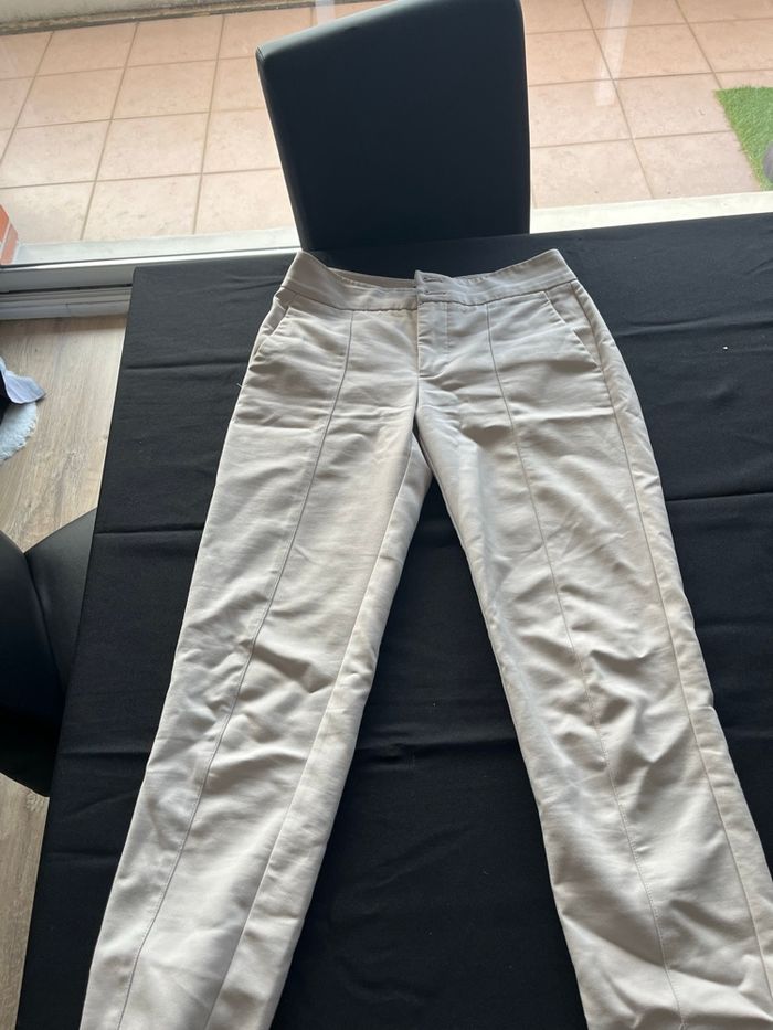 Pantalon Beige Ceintré Mango 34 - photo numéro 2