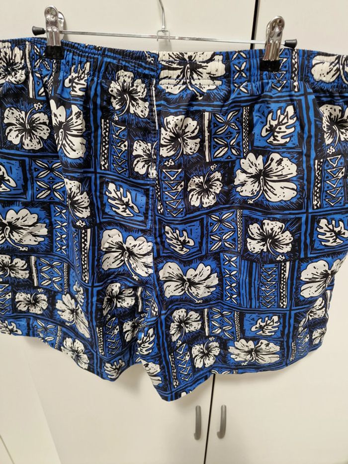 Short De Bain Plage Bleu Imprimé Hibiscus - photo numéro 4