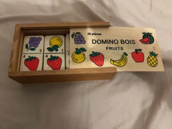 Boîte de domino en bois fruits