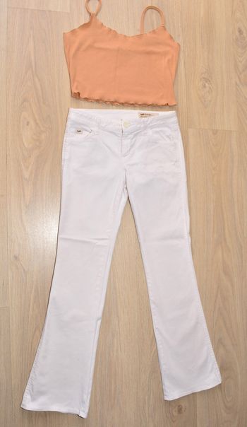 jean droit taille basse blanc uni taille 34